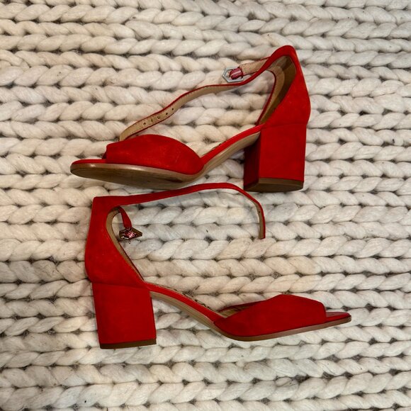 Sam Edelman Susie Red Suede Heel Sandals - womens 6.5 - Picture 5 of 8